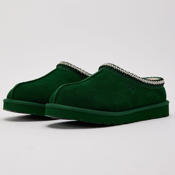 UGG Tasman Slippers - Monster Green Shearling Slip-On Mules - Picture 2 of 5